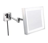 CBKDXECYD Miroirs de courtoisie muraux, 8,5 Pouces Simple Face en Laiton éclairé 3X grossissant Maquillage Rasage Pliant avec Interrupteur Prise électrique(Chrome)