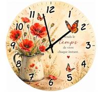 Cbkreation Horloge Murale Verre Coquelicots et Papillons 29 cm