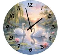 Cbkreation Horloge Murale Verre Cygnes et Nénuphars 29 cm