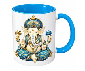 Cbkreation Mug Ganesh blanc intérieur bleu clair céramique 350 ml