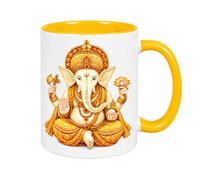 Cbkreation Mug Ganesh blanc intérieur jaune en céramique 350 ml