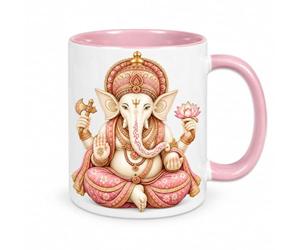 Cbkreation Mug Ganesh blanc intérieur rose en céramique 350 ml