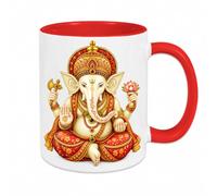Cbkreation Mug Ganesh blanc intérieur rouge en céramique 350 ml