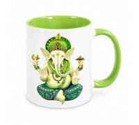 Cbkreation Mug Ganesh blanc intérieur vert clair en céramique 350 ml