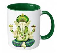 Cbkreation Mug Ganesh blanc intérieur vert en céramique 350 ml