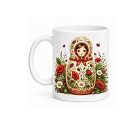 Cbkréation Mug poupée russe coccinelles - Céramique 350 ml - Fond Blanc