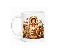 Cbkréation Mug poupée russe écureuil - Céramique 350 ml - Fond Blanc