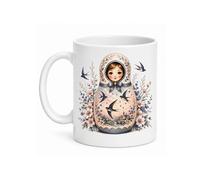 Cbkréation Mug poupée russe hirondelles 350 ml Céramique Fond Blanc