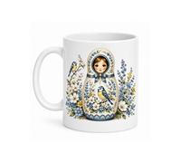 Cbkréation Mug poupée russe mésange bleue 350 ml Céramique Fond Blanc