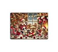 CBKREATION Planche à découper chiots et chatons de Noël 28.5 x 20 cm