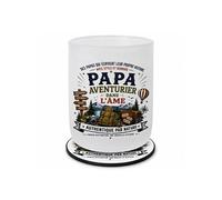 Verre Papa Aventurier dans l Âme avec Sous-Verre Assorti