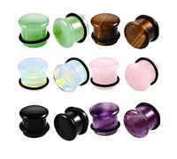CBLdf Ecarteur Oreille Tunnels 6 Pairs Stone Ear Tunnels Plugs (6-16mm) Mushroom Shaped-Ear Stretchers Plugs And Tunnels Single Flare Ear Expander Piercing Body Jewelry (Size : 14mm)