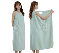 CBLdF Serviette 2 Serviettes De Bain Résistantes À L'Usure, Jupe De Bain Pour Femmes, Jupe De Bain À Bretelles Absorbantes, Serviette De Douche À Séchage Rapide-Vert-135 Cm X 80 Cm