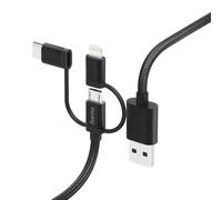 Cble chrg mult. 3 en 1, USB-A - micro-USB, USB-C et Lightning,1,5m, nr