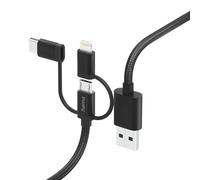 Cble chrg mult. 3 en 1, USB-A - micro-USB, USB-C et Lightning,1,5m, nr