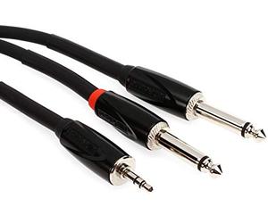 Cble d’insert/split gamme Black Roland - Minijack stéréo vers deux jacks 1/4 de pouce mono, 4, 5 m - RCC-15-3528V2