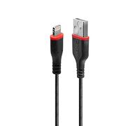 - Câble Lightning - Lightning mâle pour USB mâle - 1 m - blindé - noir - rond