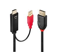 - Câble vidéo/audio - USB, HDMI mâle pour DisplayPort mâle - 5 m - blindé - noir - rond, support 4K, actif