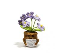CBMZHF Fleurs de Crochet Fait à la Main Oubliez-Moi Pas Cadeaux Fleur de Crochet Fait à la Main avec Carte d'inspiration Fleurs tricotées pour Les Amis Amant de la Fleur de Crochet pour Les (Violet)