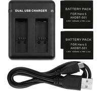 ®cBOX Pack 2 Batteries 1220 mah + Chargeur en double slot pour GOPRO Hero Black 5 6 7 8