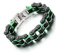 CBPNEISEK Bracelet de chaîne de motard de moto noir vert for hommes en acier inoxydable lourd/135