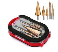 CBQZCHWDKT 6PCS HSS Steel Step Drill Bit Set 4-12/20/32mm Metal Hole Wood Cone Core Drilling 3,6,8 Saw Drill
