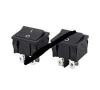 CBQZCHWDKT Interrupteur à bascule noir KCD5 21 x 24 mm, 21 x 24 mm, 4 broches, 2 positions, 6 A/12 A, 250 V CA, ON-OFF, DPST