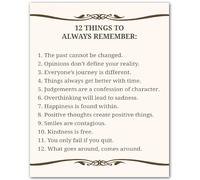 CBQZCHWDKT Motivational Wall Decor - 12 Things To Always Remember Inspirational Poster for Office, Home, or School to Encourage Positivity & Mindfulness(Framed,08x12inch(20x30cm))