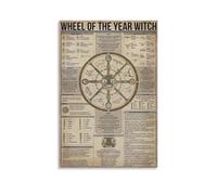 CBQZCHWDKT Zodiac Wheel of the Year Wall Art - 8 Seasonal Festivals Witch Poster, Celtic Pagan Decor for Home, Meditation Space, Living Room(Framed,12x18inch(30x45cm))