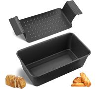 CBRAEXY Lot de 2 moules à pain rectangulaires, 24 x 14 x 6,5 cm, pour la cuisson de tartes à viande, réutilisables, en acier inoxydable, en acier au carbone, pour pains