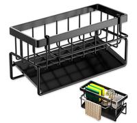 CBRAEXY Organisateur D'évier Svec Bac D'égouttement, Organisateur D'évier, Porte-éponge de Cuisine, Noir Organisateur de Cuisine étroit, Organisateur pour Les Chiffons, L'éponge et Le Savon