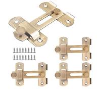 CBRIGHT Lot de 4 loquets de porte de grange en acier inoxydable - Verrou de porte rabattable à deux volets - Verrou de porte coulissante - Pour armoire à vin - Bronze - 4 pièces