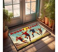 CBRT Grand paillasson d'intérieur avec joueurs de la ligue de rugby en action - Décoration d'automne - 40 x 60 cm