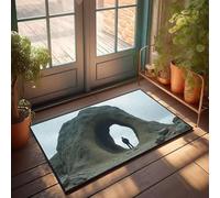 CBRT Home Bar Decor A Person Standing In Front Of A Large Natural Rock Arch Paillasson Automne Tapis de porte rustique Extérieur (65 x 90 cm)