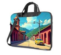 CBRT Housse pour ordinateur portable 15,6" - Une voiture jaune garée dans une rue pittoresque avec des bâtiments colorés - Sac à dos pour ordinateur portable de voyage pour femme 17 Inc, couleur