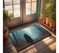 CBRT Paillasson amusant pour décoration d'intérieur avec figurine à capuche qui marche vers le bas d'un brouillard, paillasson d'hiver pour la maison (50 x 80 cm)