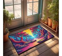 CBRT Paillasson amusant pour la maison - Motif forêt colorée avec bateaux sur une rivière lumineuse - Paillasson d'hiver pour la maison (50 x 80 cm)