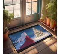 CBRT Paillasson d'extérieur avec inscription « A Girl In Red Eyes At A Snowy Christmas Tree » - Paillasson d'intérieur ou d'extérieur (65 x 90 cm)