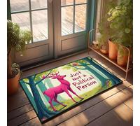 CBRT Paillasson d'extérieur d'automne Un cerf rose dans une forêt avec le texte Just Not A Political Person Paillasson absorbant Tapis de porte d'intérieur Tapis de vacances (50 x 80 cm)