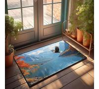 CBRT Paillasson pour décoration de bar avec aigle surplombant un lac serein entouré de feuillage d'automne et de montagnes, tapis de porte de ferme d'extérieur (50 x 80 cm)