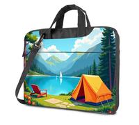 CBRT Sac à dos de camping au bord du lac avec des montagnes en arrière-plan pour ordinateur portable sac pour ordinateur portable pour femme, couleur, 29x40cm