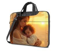 CBRT Sac à dos de voyage pour ordinateur portable « A Woman Hold Her Sleeping Child As The Sun Sets » Sac à dos pour ordinateur portable de 17 pouces Sac à dos noir, couleur, 26x36cm