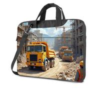 CBRT Sac à dos de voyage pour ordinateur portable chantier de construction avec camions et débris Sac pour ordinateur portable 17 pouces Sac à dos noir, couleur, 26x36cm