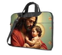 CBRT Sac à dos de voyage pour ordinateur portable Un homme tient un bébé avec des fleurs en arrière-plan Sac pour ordinateur portable 17 pouces Sac à dos noir, couleur, 26x36cm