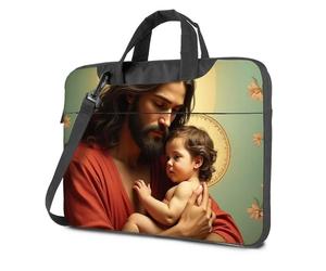 CBRT Sac à dos de voyage pour ordinateur portable Un homme tient un bébé avec des fleurs en arrière-plan Sac pour ordinateur portable 17 pouces Sac à dos noir, couleur, 26x36cm