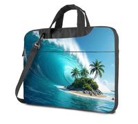 CBRT Sac à dos d'ordinateur pour homme, île tropicale avec palmiers sous une vague géante pour ordinateur portable, sac à dos de voyage pour ordinateur portable, couleur, 26x36cm