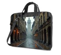 CBRT Sac à dos d'ordinateur pour homme, une rue pavée humide bordée de bâtiments historiques menant à une tour d'horloge lointaine, sac à dos pour ordinateur portable, sac à dos de voyage pour