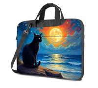 CBRT Sac à dos pour ordinateur portable 14" Motif chat noir assis sur une rive rocheuse, couleur, 29x38cm
