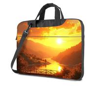 CBRT Sac pour ordinateur portable 17 pouces Coucher de soleil sur un lac serein avec des montagnes en arrière-plan Sac pour ordinateur portable 16 pouces Sac à dos pour ordinateur portable, couleur