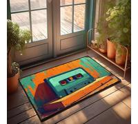 CBRT Tapis de porte d'entrée avec cassette vintage sur une surface en bois - Tapis de sol d'extérieur pour homme (40 x 60 cm)